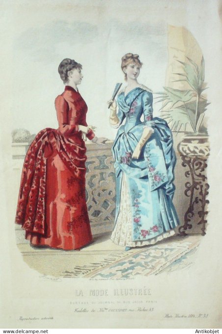 Gravure Mode illustree 1884 # 38 (Old Fashion plate)