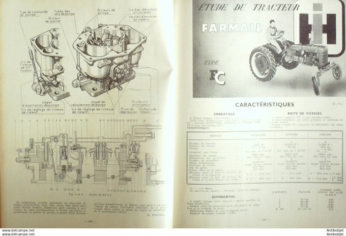 R.T Automobile Renault moteurs 568 572 Tracteur Farmall type FC 99 # 1954
