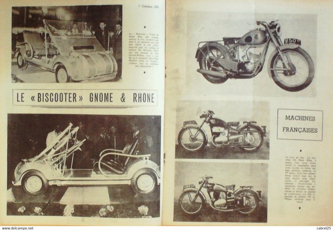 Moto Revue 1950 n° 1001 Scooter Gnome Rhone Scooter Speed AutoMoto 125 Ultima 175