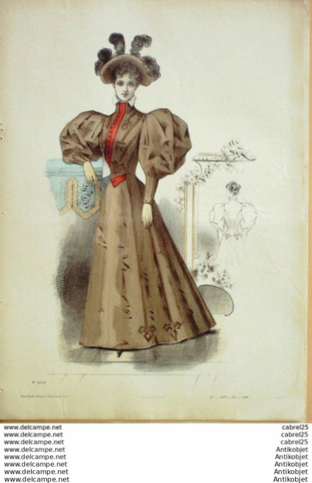 Gravure Mode Le Coquet 1894 # 37 (Old Fashion plate)