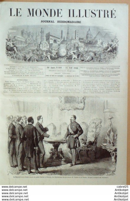 Le Monde illustré 1866 n°489 Tchéquiee Theredienstadt Boheme Autriche Prague Itamie Verone Vicence