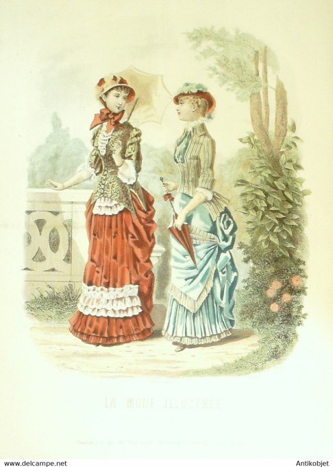 Gravure de mode La Mode illustrée 1881 n°15 (Maison Fladry-Coussinet)