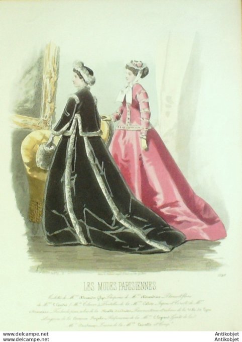 Gravure Les Modes Parisiennes 1865 #1248 Manteau velours Maison Ghys
