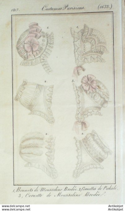 Costume Parisien 1817 # 1633 Cornettes de perkale