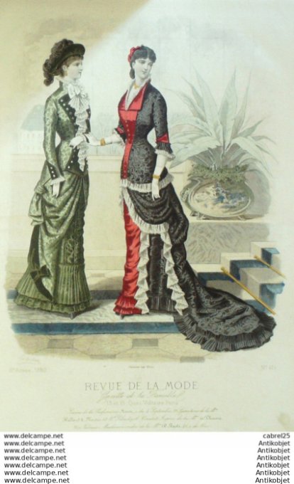 Gravure Mode La Gazette 1880 # 421 (Old Fashion plate)