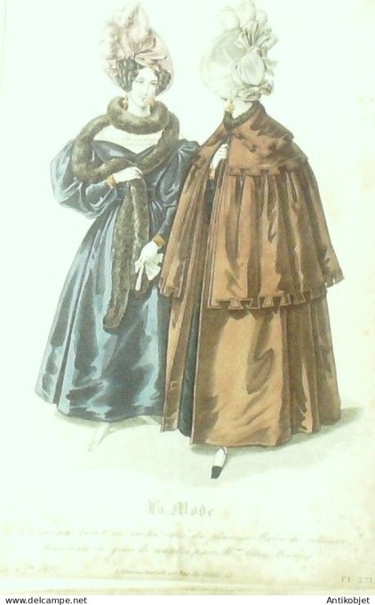 Gravure La mode 1832 # 271 (aquarelle old Fashion plate)