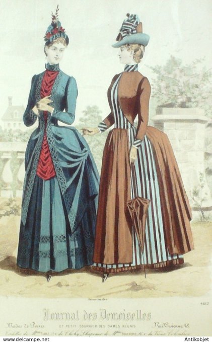 Gravure Mode J.Demoiselles 1887 # 4612 (Old Fashion plate)