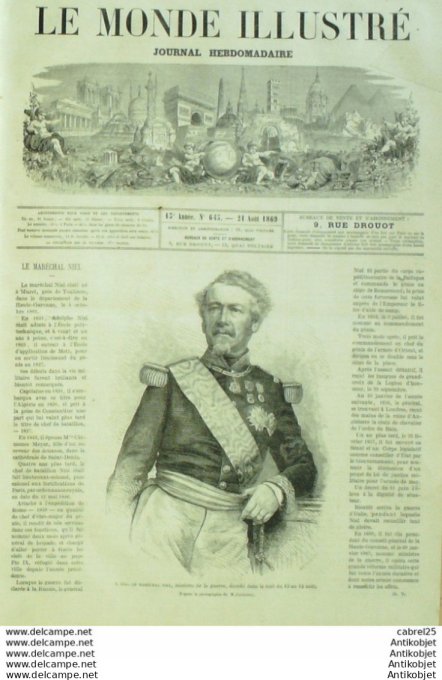 Le Monde illustré 1869 n°645 Maréchal Niel Marseille (13) Chalons (51) Reims (51)