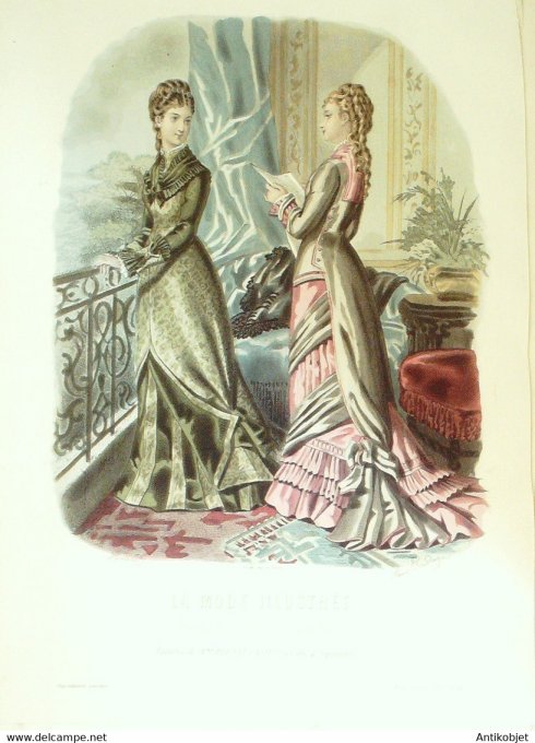 Gravure de mode La Mode illustrée 1877 n°24 (Maison Bréant-Castel)