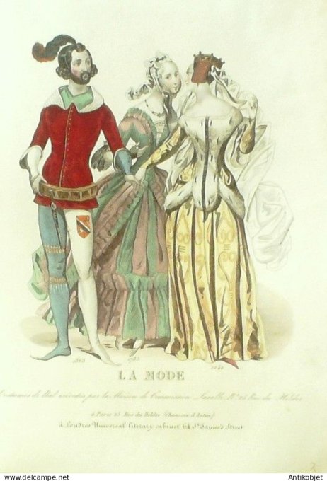 Gravure La mode 1839 #  3 (aquarelle old Fashion plate)