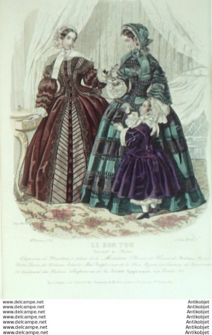 Gravure Mode Le Bon Ton 1853 20 # 31 (aquarelle old fashion plate)