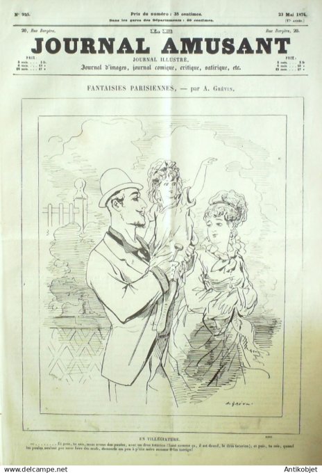Le Journal Amusant 1874 #  925 Physionomies parisiennes par Pelcoq