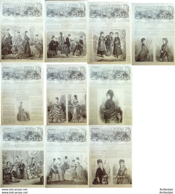 Mode illustree 1874 Lot de 10 journaux