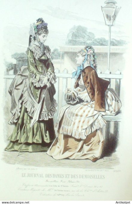 Gravure Mode J.Dames & Demoiselles 1865 # 1056 (Old Fashion plate)