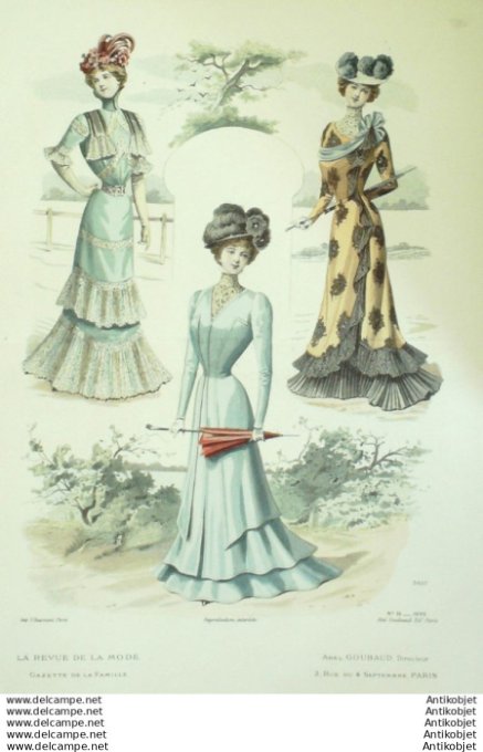 Gravure Mode La Gazette 1899 # 16 (Old Fashion plate)