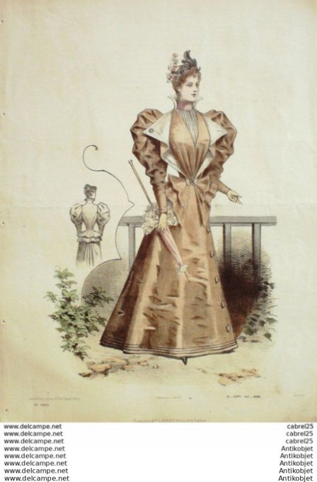 Gravure Mode Le Coquet 1894 # 15 (Old Fashion plate)