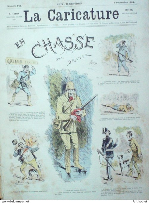 La Caricature 1882 #141 En chasse Draner la ferme Loys Tinant enquête de civilisation en Europe