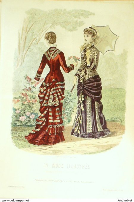 Gravure de mode La Mode illustrée 1881 n°16 (Maison Bréant-Castel)