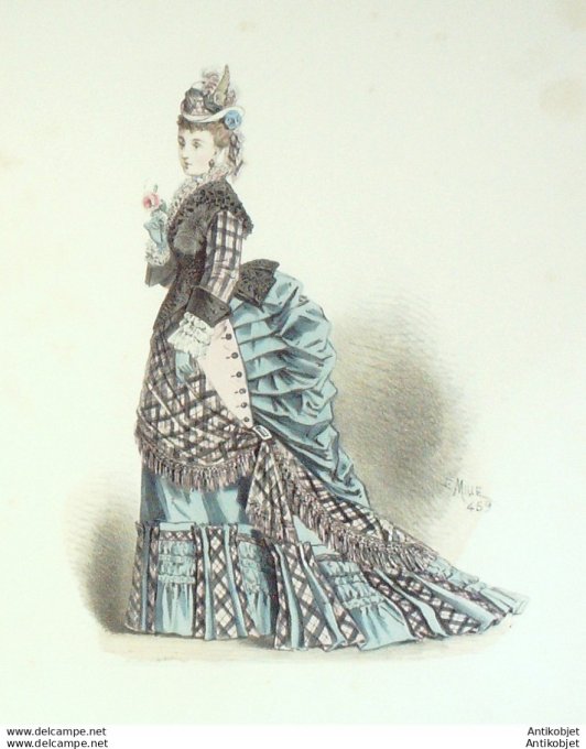 Gravure de mode L'élégance parisienne 1870 n°459 Gd format
