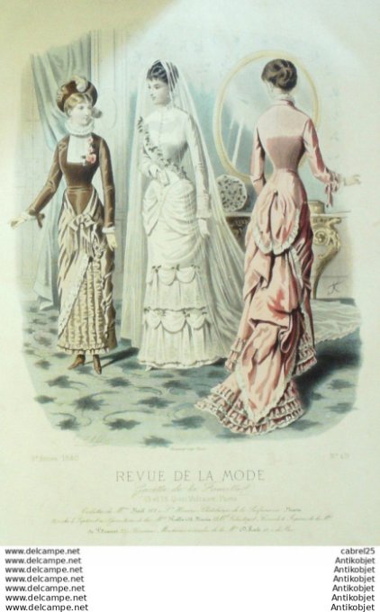 Gravure Mode La Gazette 1880 # 419 (Old Fashion plate)