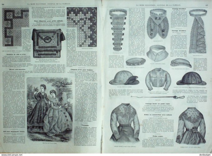 La Mode illustrée journal + gravure 1868 # 29 Amazones