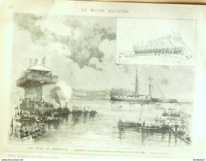 Le Monde illustré 1880 n°1221 Cherbourg (50) cuirassés le Magon & Revanche