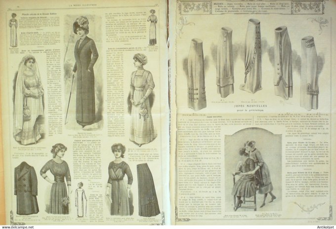 La Mode illustrée journal 1911 n° 05 Toilettes Costumes Passementerie