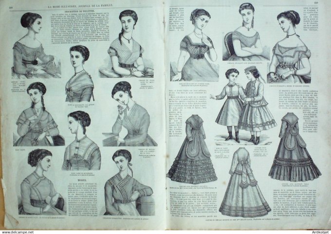 La Mode illustrée journal + gravure 1868 # 29 Amazones
