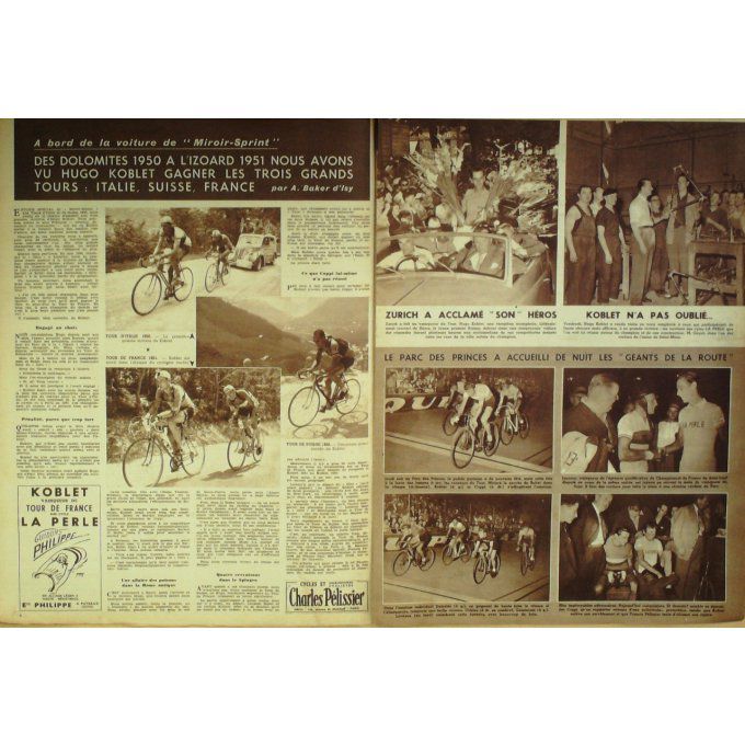 Miroir Sprint 1951 n° 269 6/8 MIMOUN KOBLET TOUR SUISSE BLIOCH BERNARDO JANY BOITEU