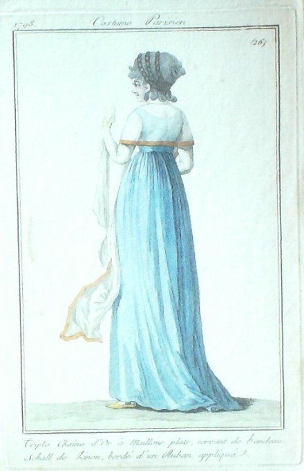 Gravure Mode Costume Parisien 1797 an  6 #  26 (eau forte old Fashion plate