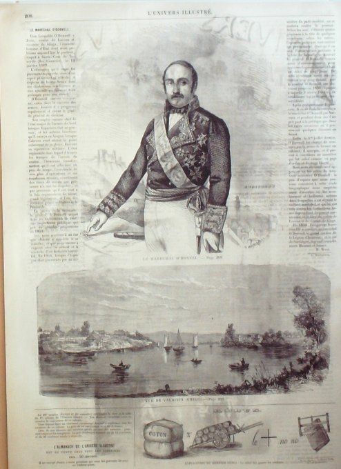 L'Univers illustré 1858 #  26 Chili Valdivia Waldstein Marechal O'Donnel