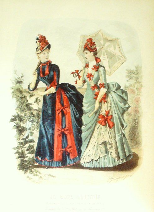 Gravure de mode La Mode illustrée 1886 n°26 (Maison Gradoz)