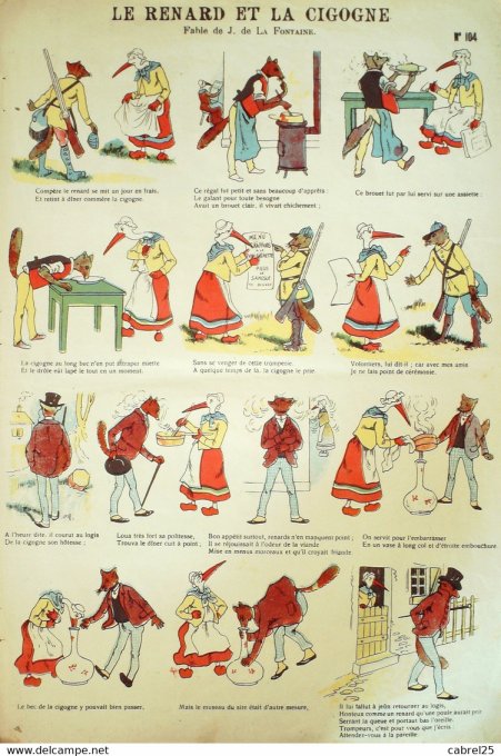 Le Renard & La Gigogne (Fable La Fontaine) (Pellerin d'epinal)