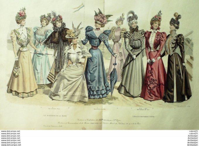 Gravure Mode Le Moniteur 1897 # 14 (Old Fashion plate)