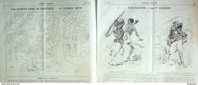 Le Journal Amusant 1884 # 1455 Ramasseuse de champignons par Leonce Petit