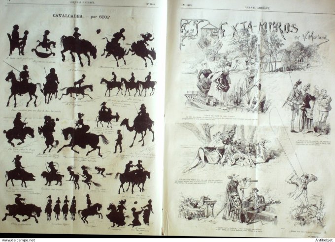 Le Journal Amusant 1884 # 1455 Ramasseuse de champignons par Leonce Petit
