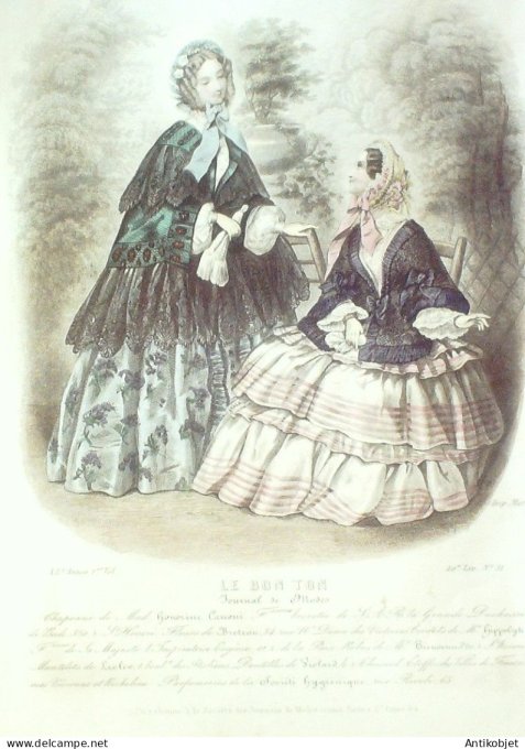 Gravure Mode Le Bon Ton 1853 20 # 31 (aquarelle old fashion plate)