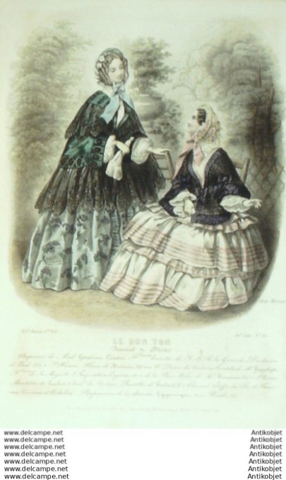 Gravure Mode Le Bon Ton 1853 20 # 31 (aquarelle old fashion plate)