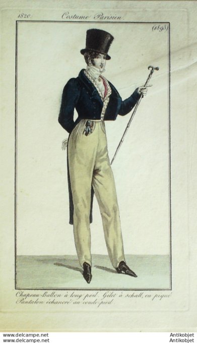 Costume Parisien 1820 # 1893 Gilet homme à Shall en piqué
