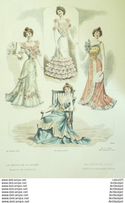 Gravure Mode La Gazette 1899 # 07 (Old Fashion plate)