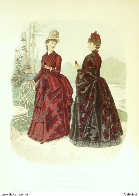 Gravure de mode La Mode illustrée 1885 n°49 (Maison Bréant-Castel)