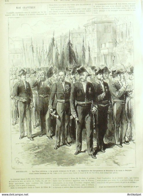 Le Monde illustré 1880 n°1222 Bruxelles fêtes jubilaires Etats-Unis Okoma