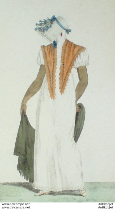 Gravure de mode Costume Parisien 1807 n° 838 Costume négligé