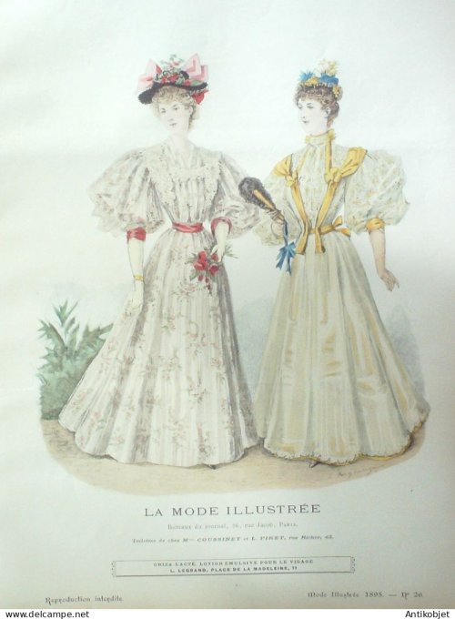 Gravure Mode illustree 1895 # 26 (Old Fashion plate) RARE