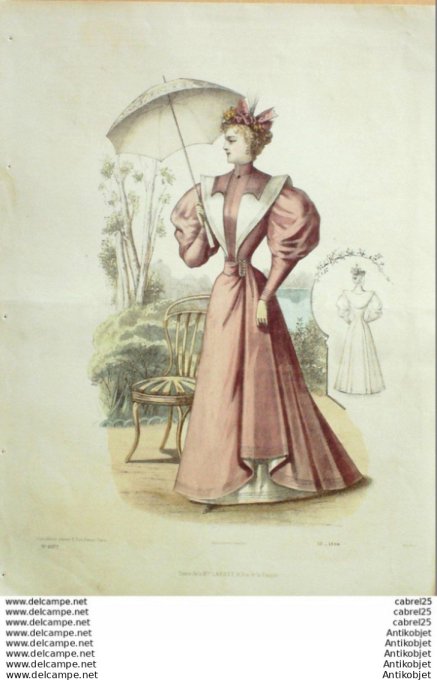 Gravure Mode Le Coquet 1894 # 13 (Old Fashion plate)