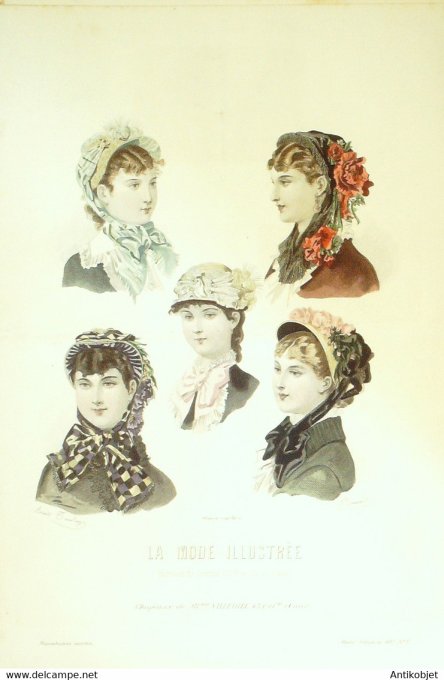 Gravure de mode La Mode illustrée 1881 n°17 (Maison Villedieu)