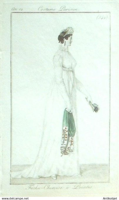 Costume Parisien 1804 an 12 # 542 (eau forte) Fichu Chemise ? pointes