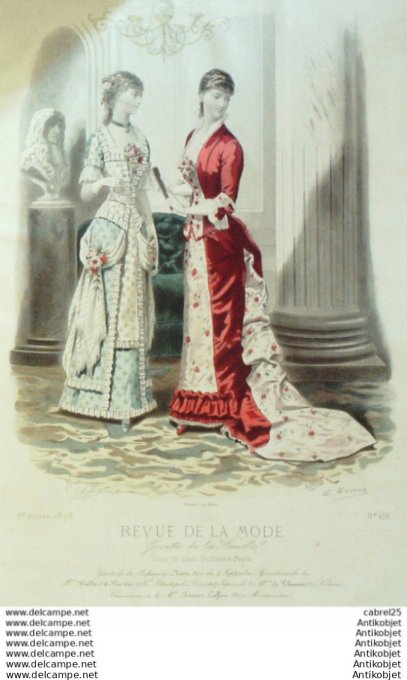 Gravure Mode La Gazette 1879 # 416 (Old Fashion plate)