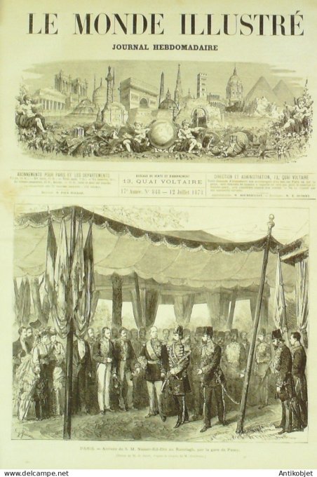 Le Monde illustré 1873 n°848 Iran Shah de Perse Cherbourg (50)