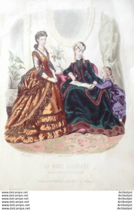 Gravure Mode illustree 1869 # 51 (Old Fashion plate)